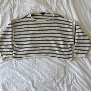 Striped Gray and Cream Women's Top